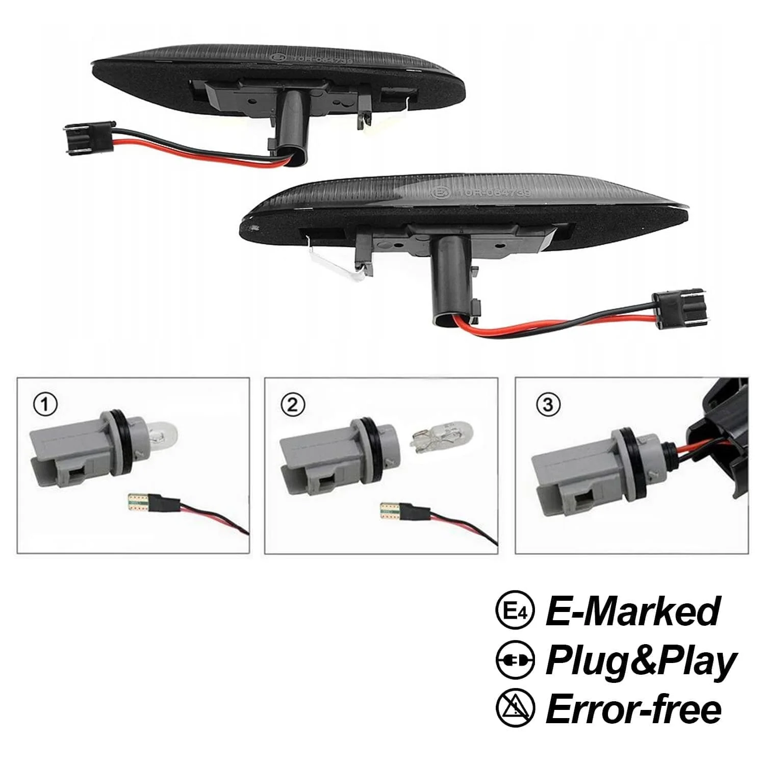 BMW E60/E61, E81/E82, E87/E88, E90/E91, E92/E93, Tummat LED sivuvilkut - Image 3
