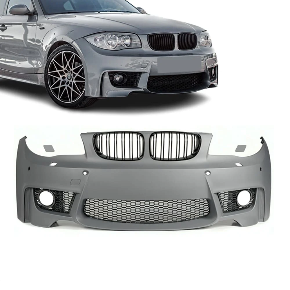 BMW E81 E82 E87 E88 1M-look etupuskuri. PDC / SRA sisältää munuaiset.