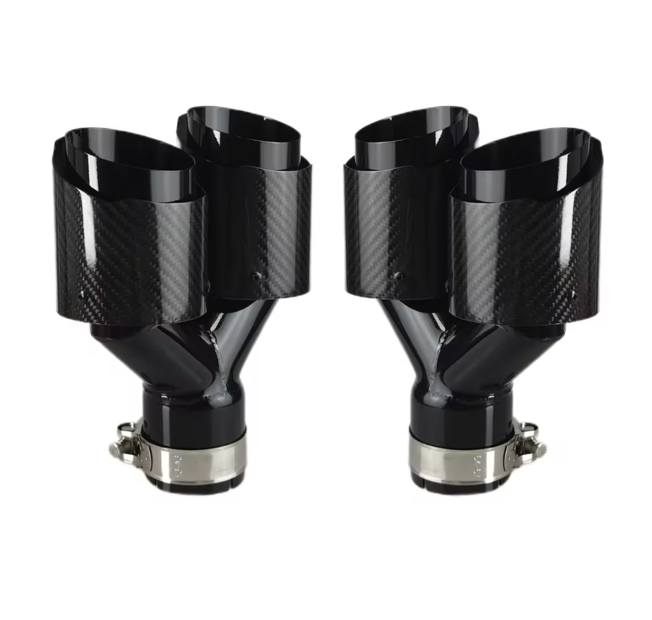 BMW yleismalliset hiilikuitu
putkenpäät 2+2 liitos 63,5mm ulostulo
2x89mm - Image 5